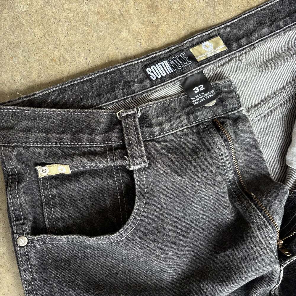 Southpole Y2K Vintage Black Baggy Wide Leg Cargo Skater Jeans - Picture 5 of 6